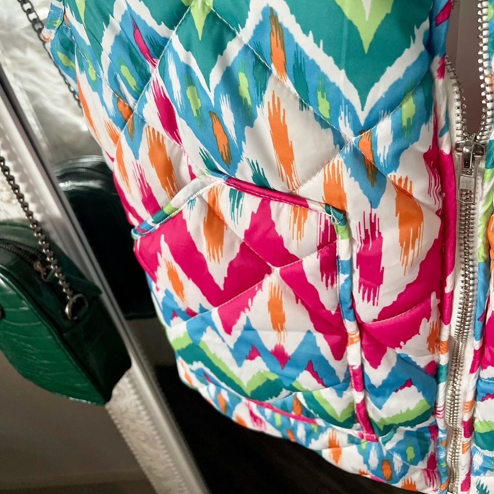 Multi-Colored Puffer Zip Vest Small - image 6